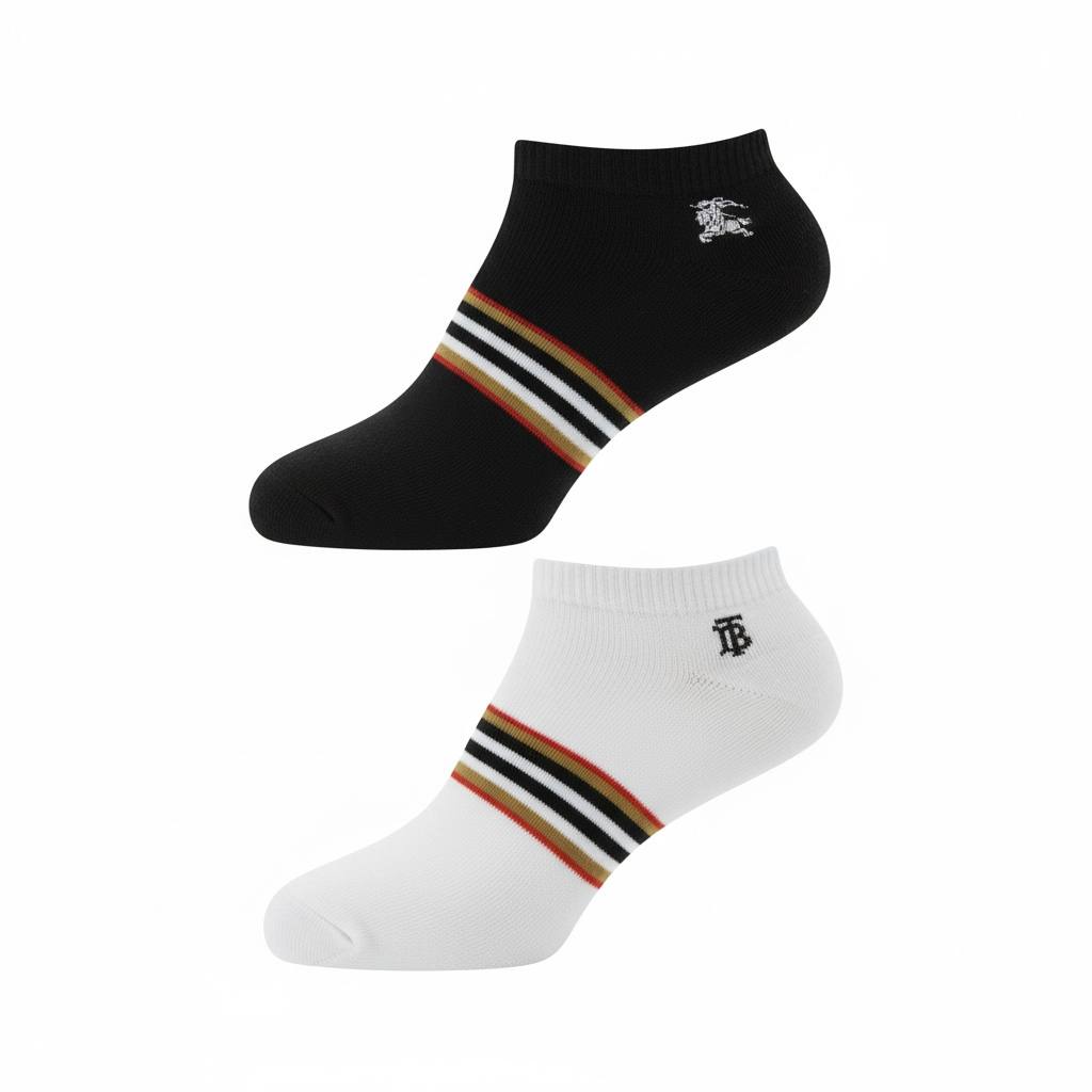 Burberry Classic Stripe Ankle Socks – Black & White Duo 🖤🤍✨