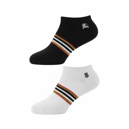 Burberry Classic Stripe Ankle Socks – Black & White Duo 🖤🤍✨