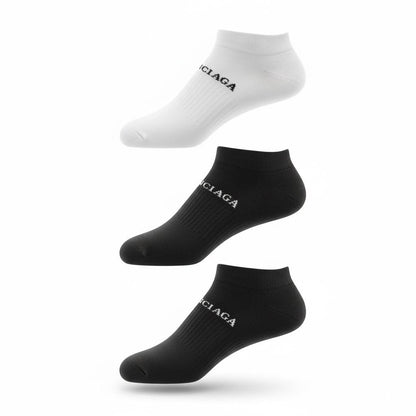 Balenciaga Logo Ankle Socks – Black & White 3-Pack Edition 🖤🤍🔥