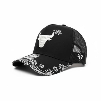 47 Chicago Bulls Black Trucker Cap – Limited Bandana Edition 🖤🔥