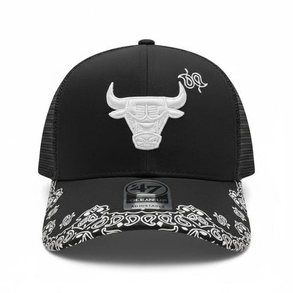 47 Chicago Bulls Black Trucker Cap – Limited Bandana Edition 🖤🔥