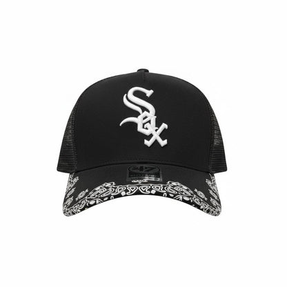 ’47 Chicago White Sox Black Trucker Cap – Bandana Brim Edition 🖤🔥