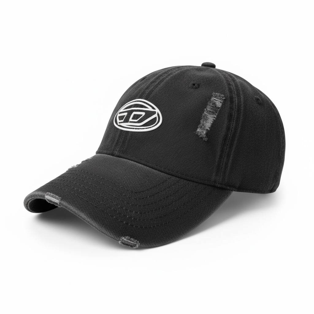 Diesel Distressed Black Logo Cap – Vintage Washed Edition 🖤🔥