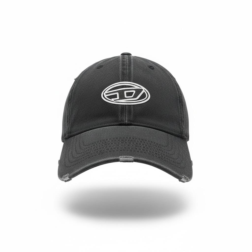 Diesel Distressed Black Logo Cap – Vintage Washed Edition 🖤🔥
