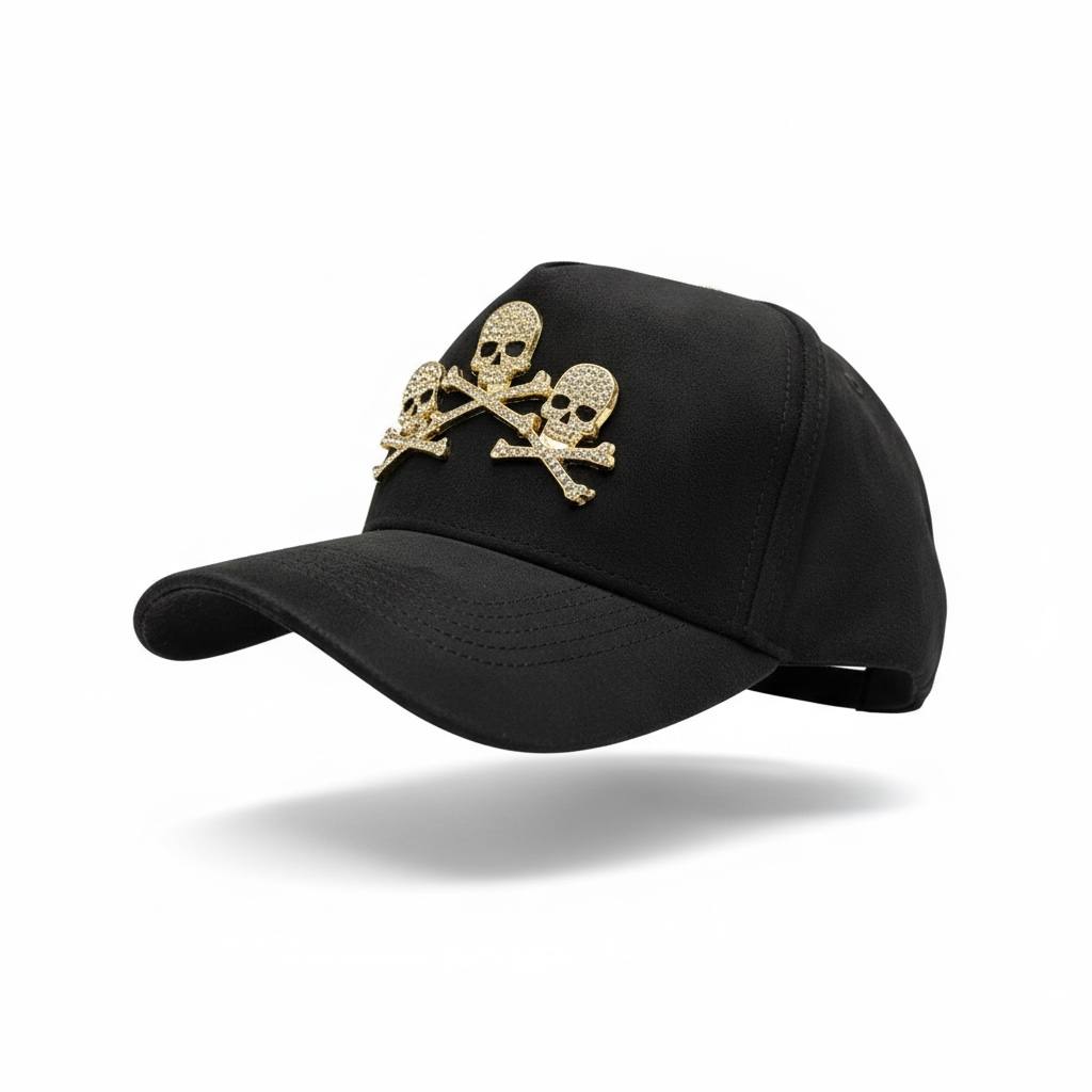 El Barbas Rose Gold Skulls Black Cap – Luxury Edition 💀✨