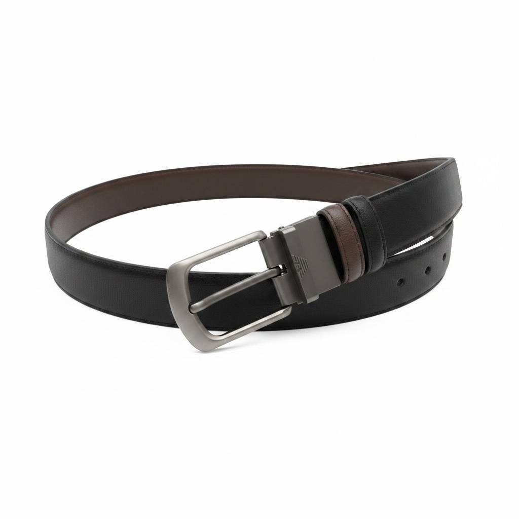 ✨ Emporio Armani Reversible Leather Belt 120CM – Black & Brown