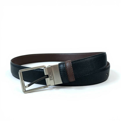 ✨ Dior Reversible Grained Leather Belt 115CM – Black & Brown