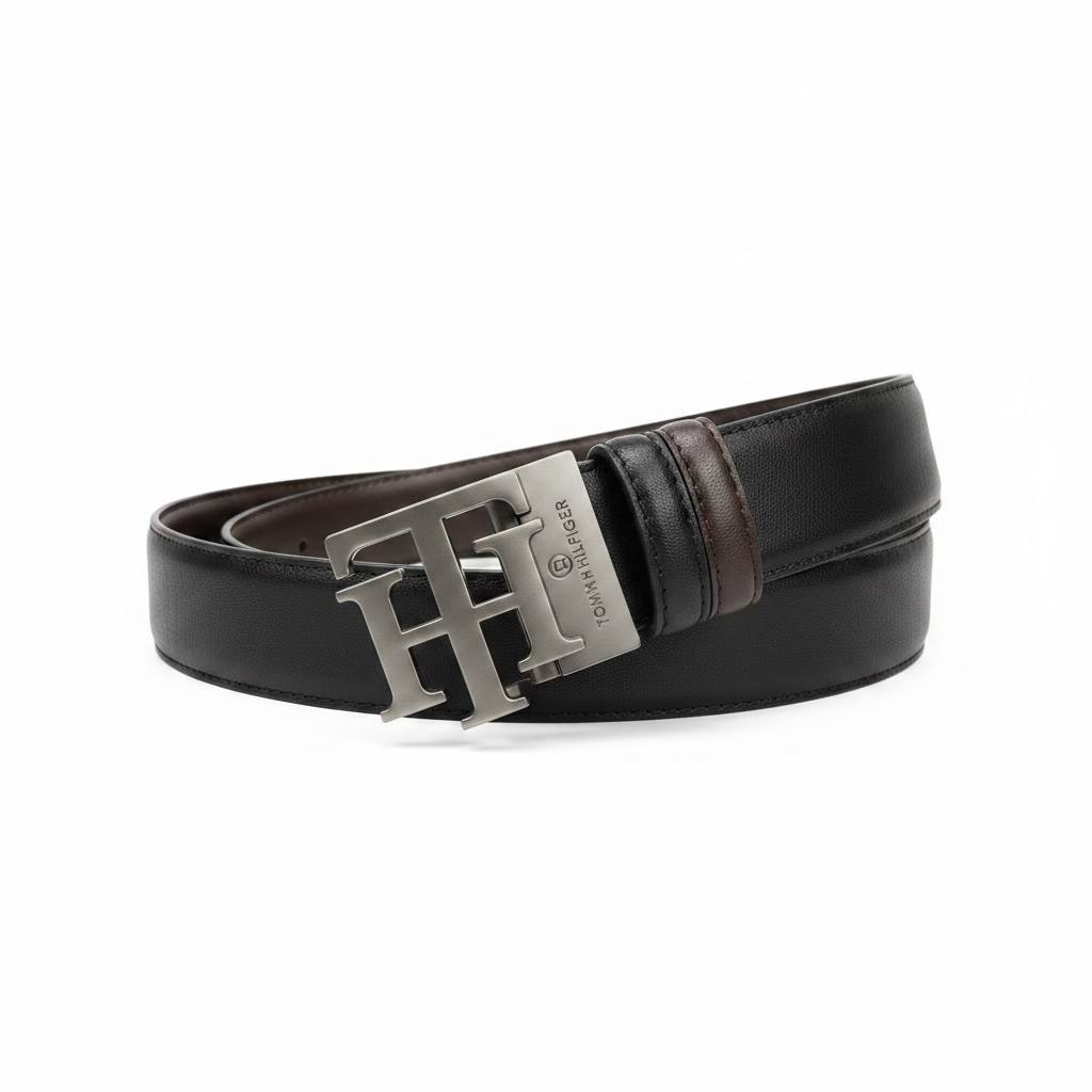 ✨ Tommy Hilfiger TH Reversible Leather Belt 120CM – Black & Brown