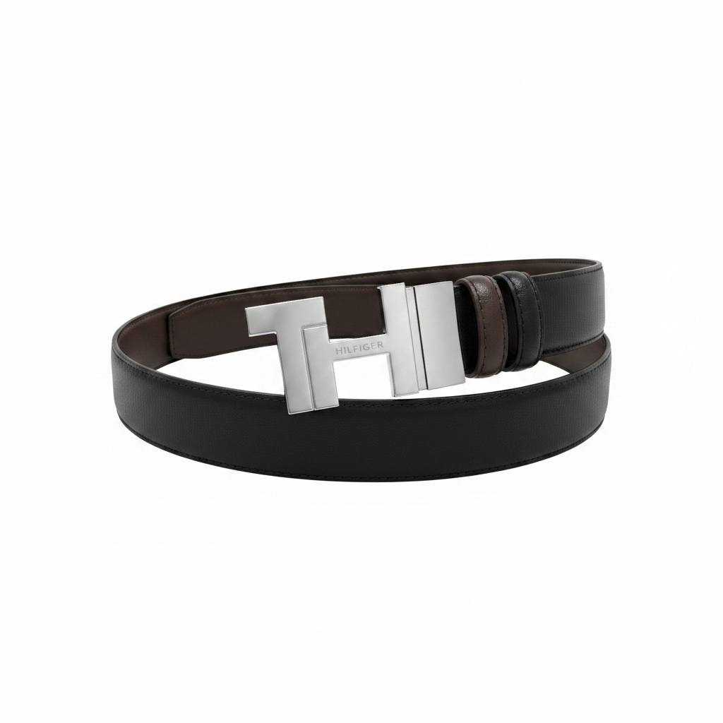 ✨ Tommy Hilfiger TH Reversible Leather Belt 120CM – Black & Brown