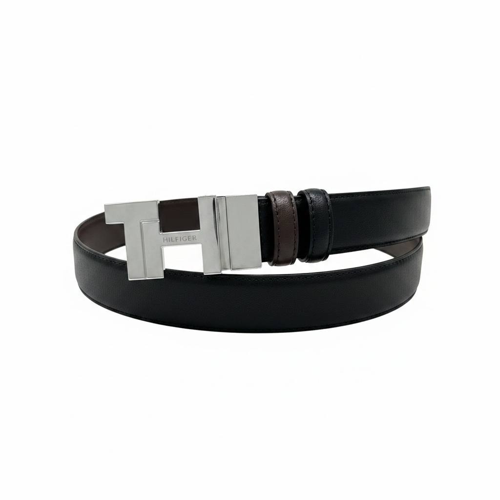 ✨ Tommy Hilfiger TH Reversible Leather Belt 120CM – Black & Brown