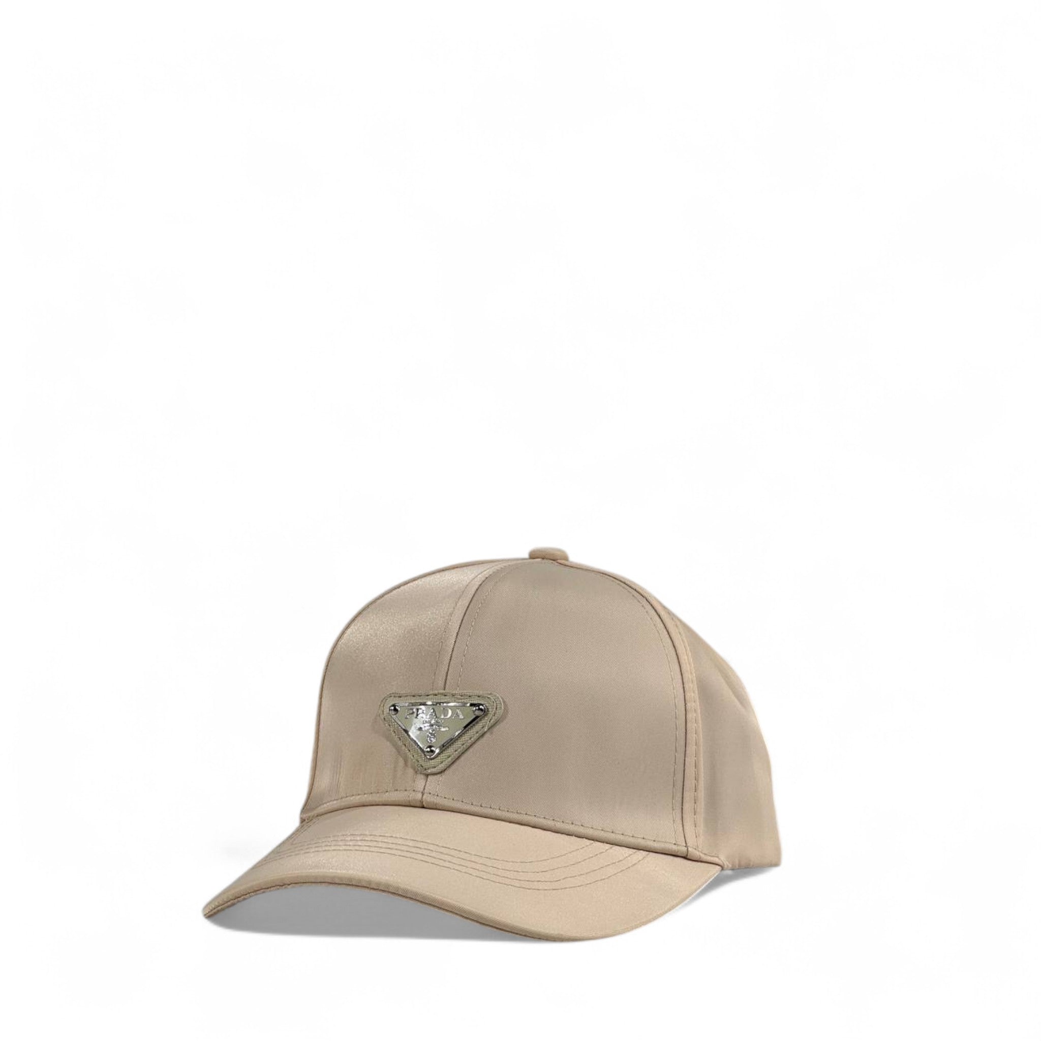 Prada Beige Nylon Baseball Cap 🤍 | Luxury Designer Hat with Logo Plaque
