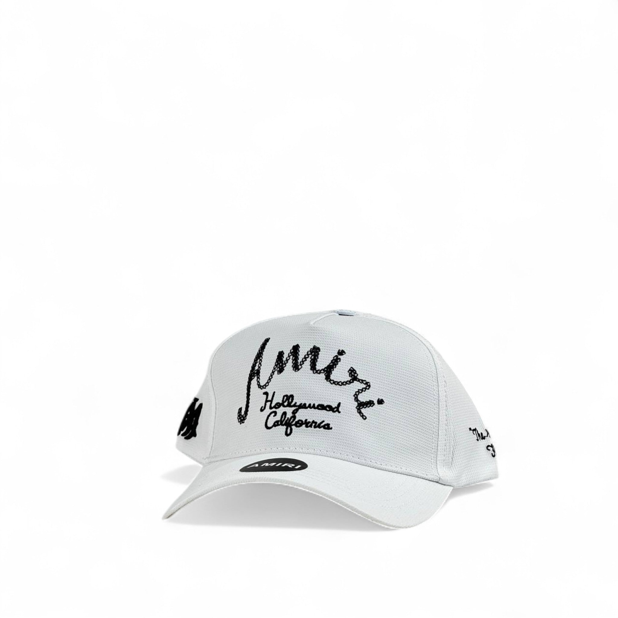 Amiri Hollywood California Signature Cap | White Luxury Trucker Hat