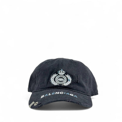 🖤 Balenciaga Crest Logo Cap | Black Distressed