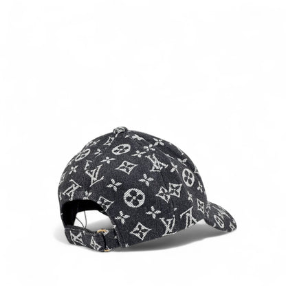 🖤 Louis Vuitton Monogram Black Denim Cap with Gold LV Logo | Luxury Designer Hat