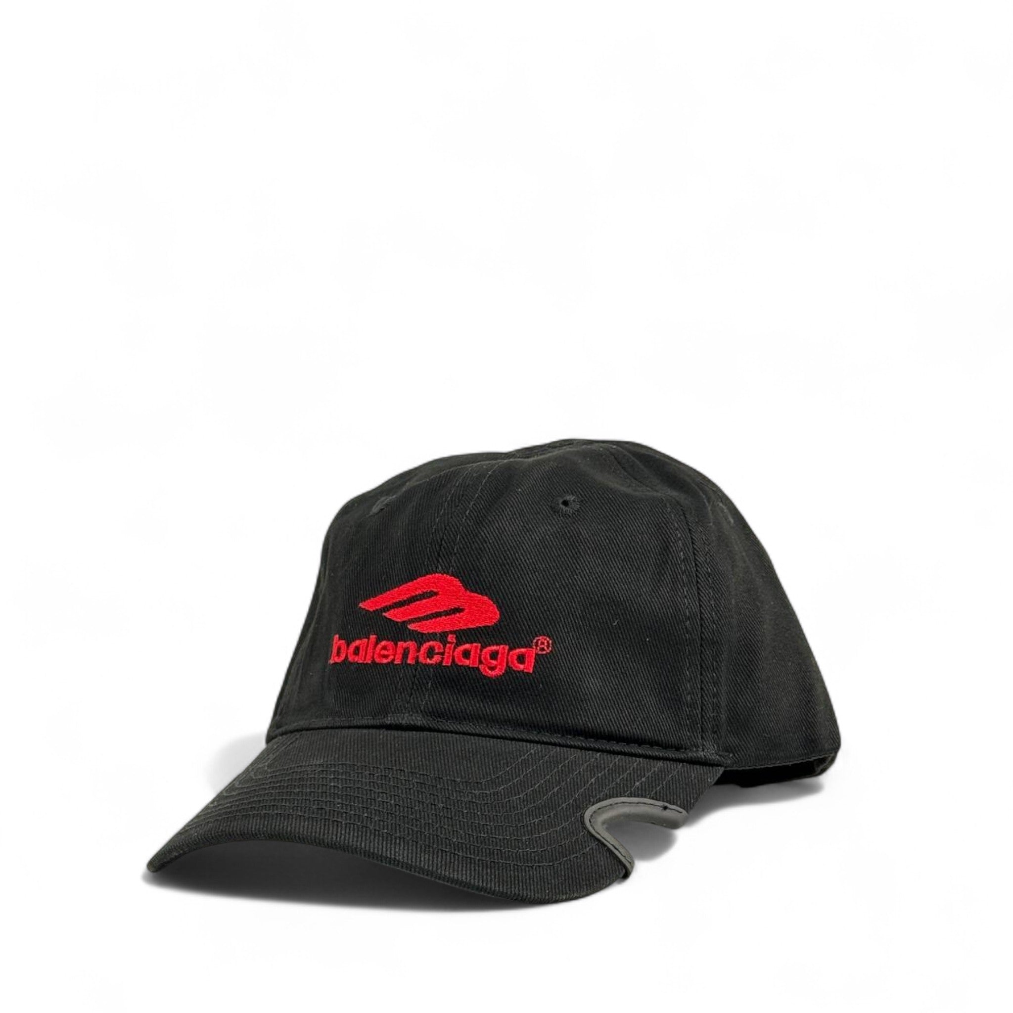 🧢 Balenciaga Red Logo Cap | Black Luxury Streetwear Baseball Hat