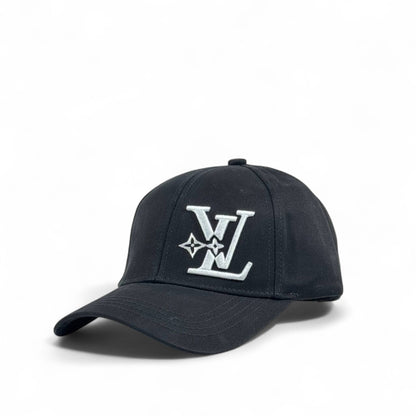 🧢 Louis Vuitton Black Cap | White LV Logo Embroidered Baseball Hat