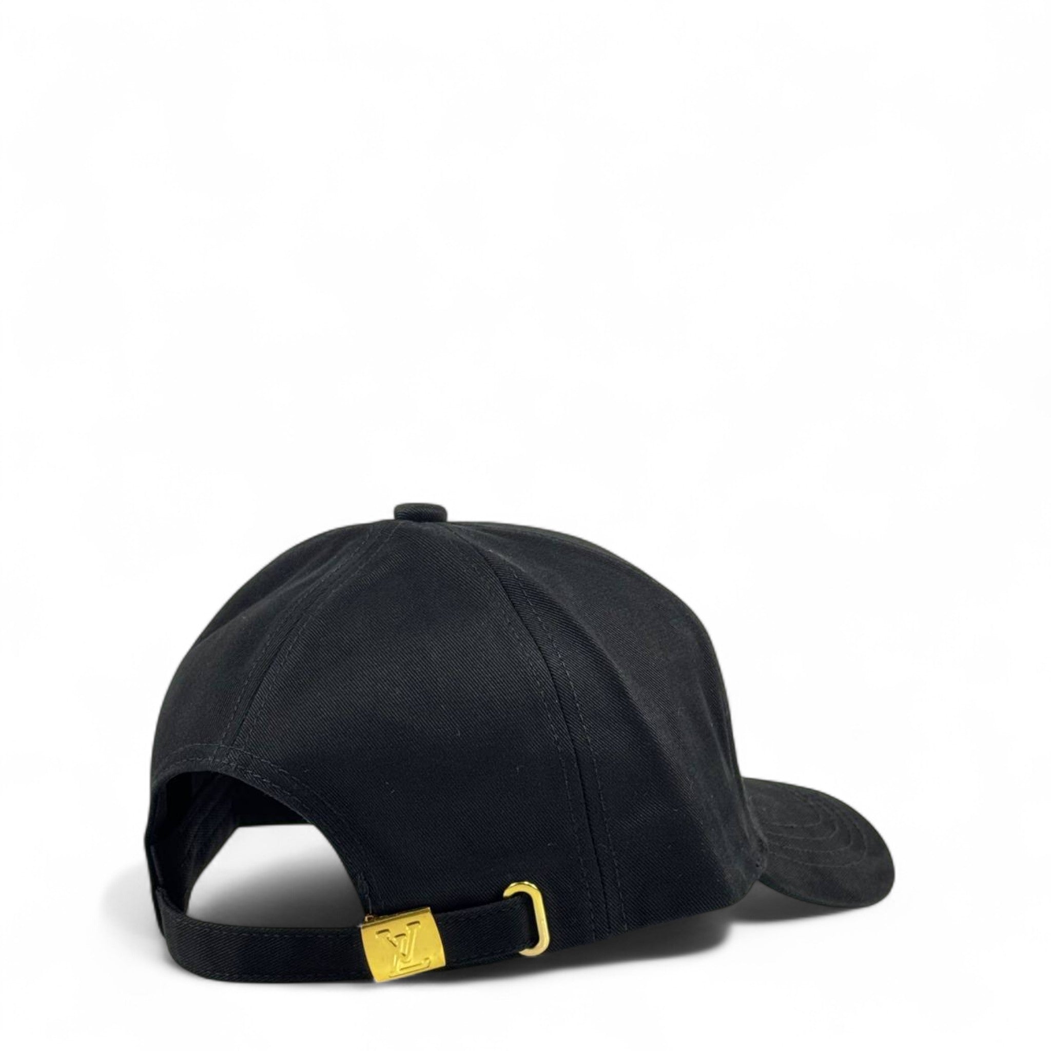 🧢 Louis Vuitton Black Cap | White LV Logo Embroidered Baseball Hat