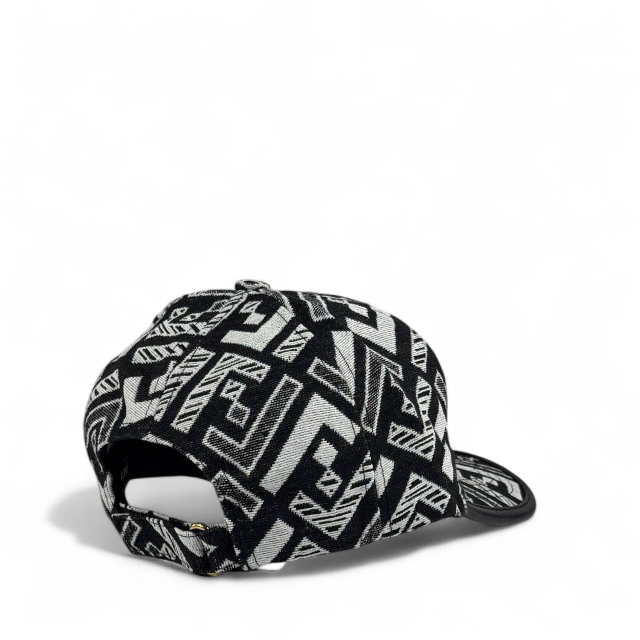 Fendi Black & White Geometric Monogram Cap – Luxury Designer Hat ⚫⚪✨
