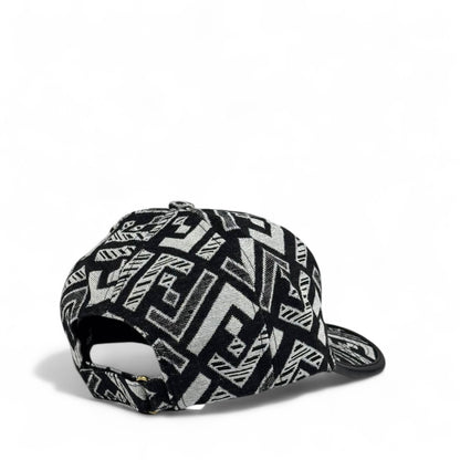 Fendi Black & White Geometric Monogram Cap – Luxury Designer Hat ⚫⚪✨