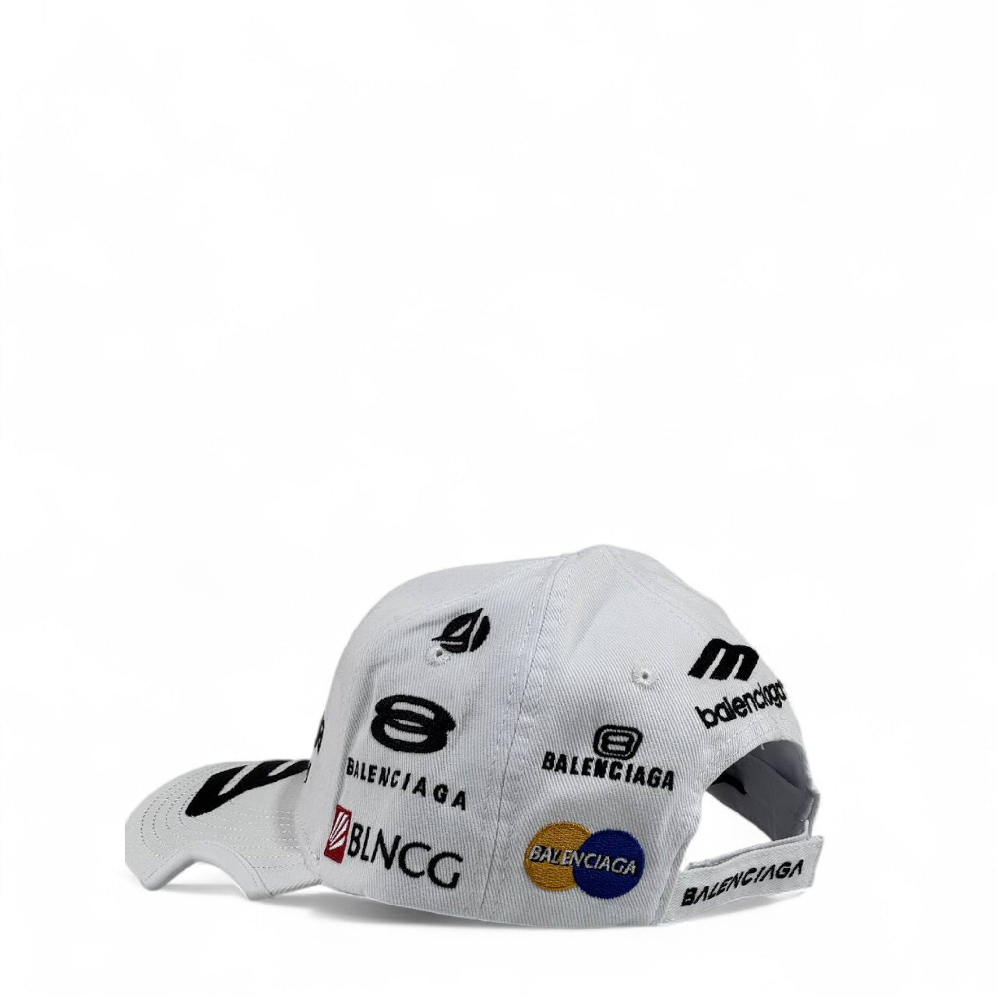 Balenciaga White Racing-Inspired Logo Cap – Luxury Designer Hat ⚪🏁🔥
