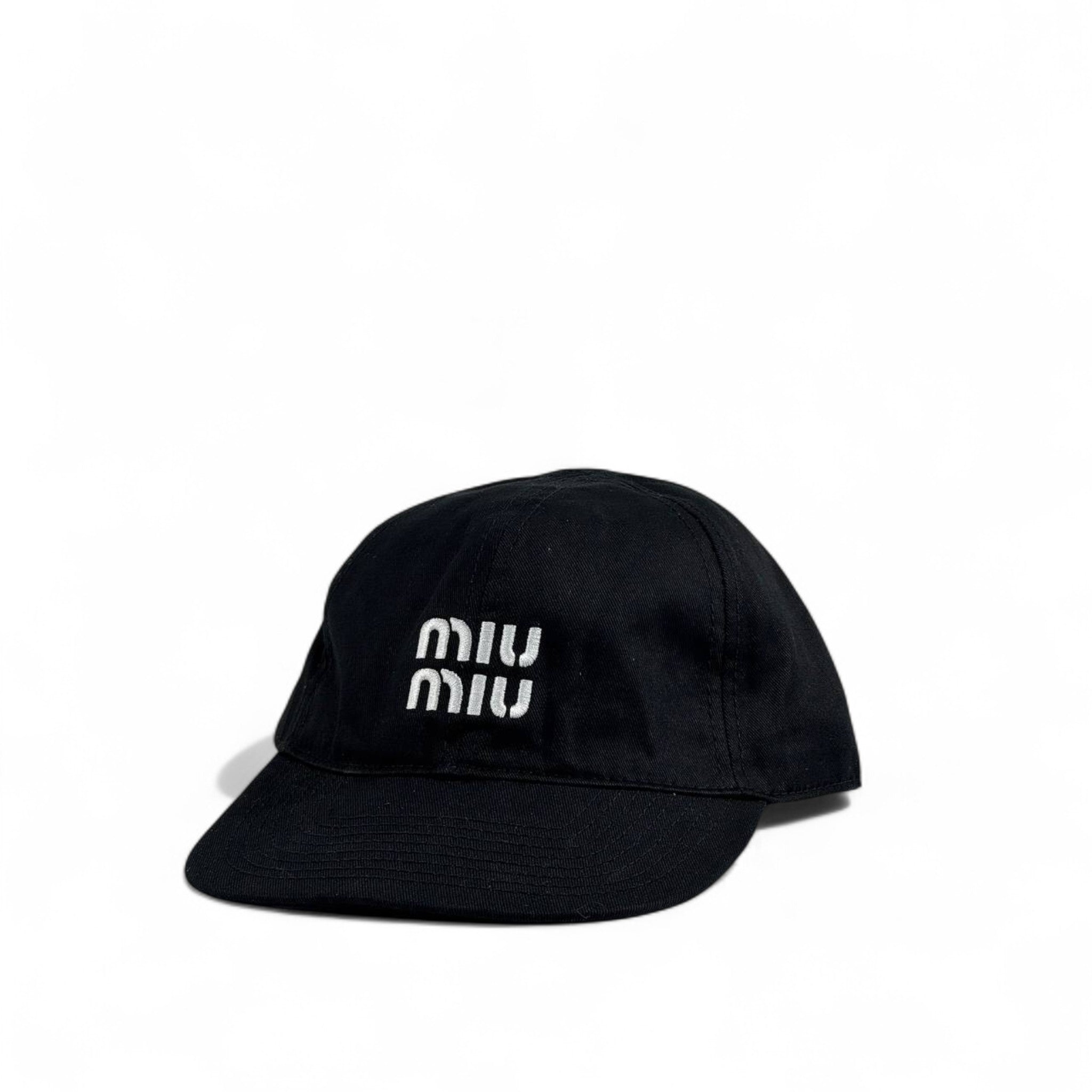 Miu Miu Logo Embroidered Cap 🧢✨ Black Luxury Designer Hat