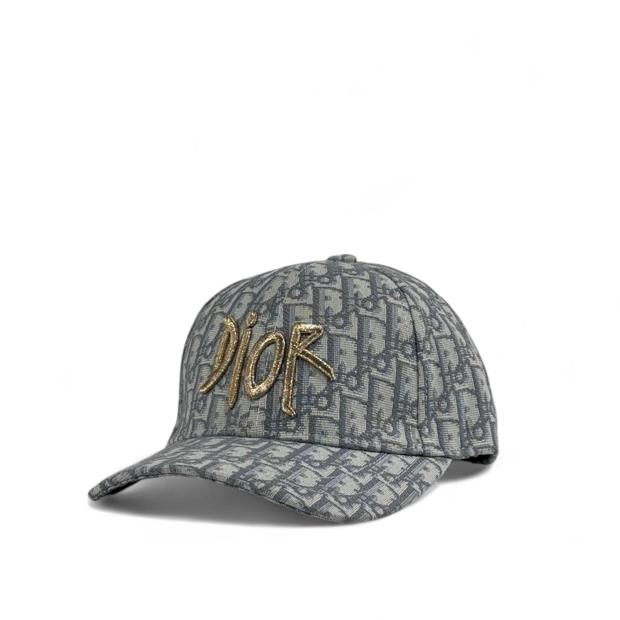 Dior Grey Oblique Cap 🧢 with Gold Embroidered Logo ✨