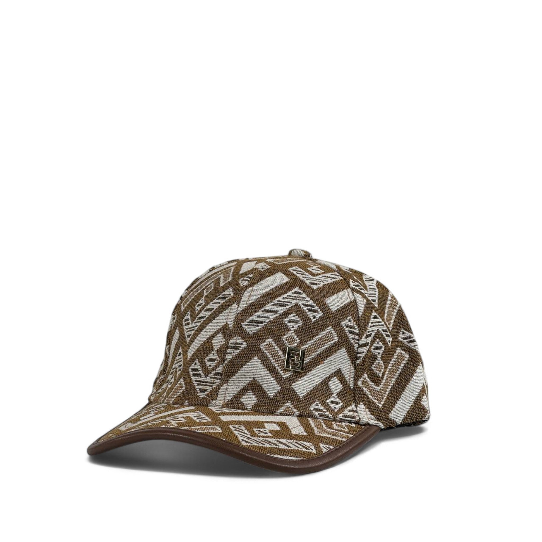 Fendi Brown Geometric Pattern Cap 🧢✨ | Luxury Designer Streetwear Hat