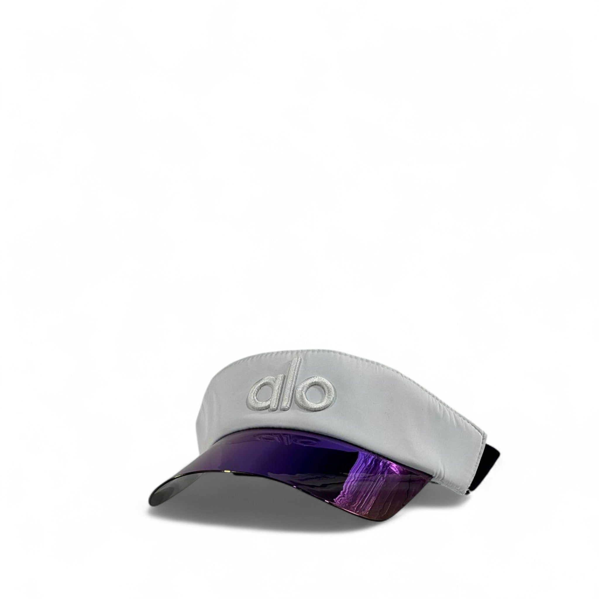 Alo Yoga White Cap with Iridescent Purple Visor 🧢💜 | Futuristic Unisex Streetwear