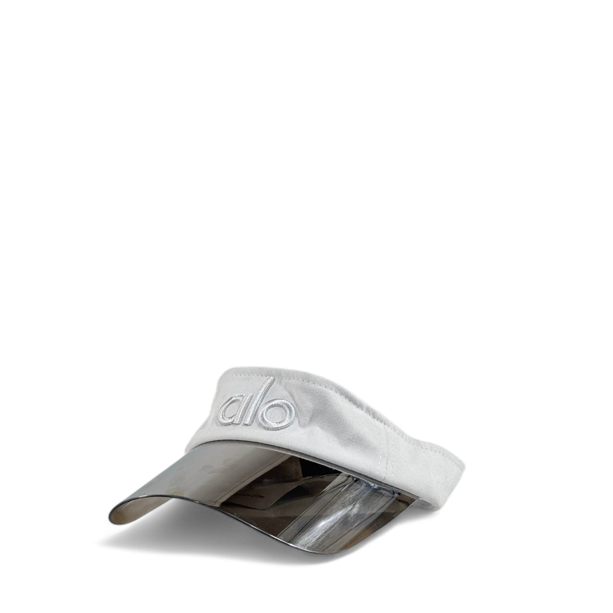 Alo Yoga White Cap with Silver Metallic Visor 🤍✨ | Futuristic Unisex Headwear
