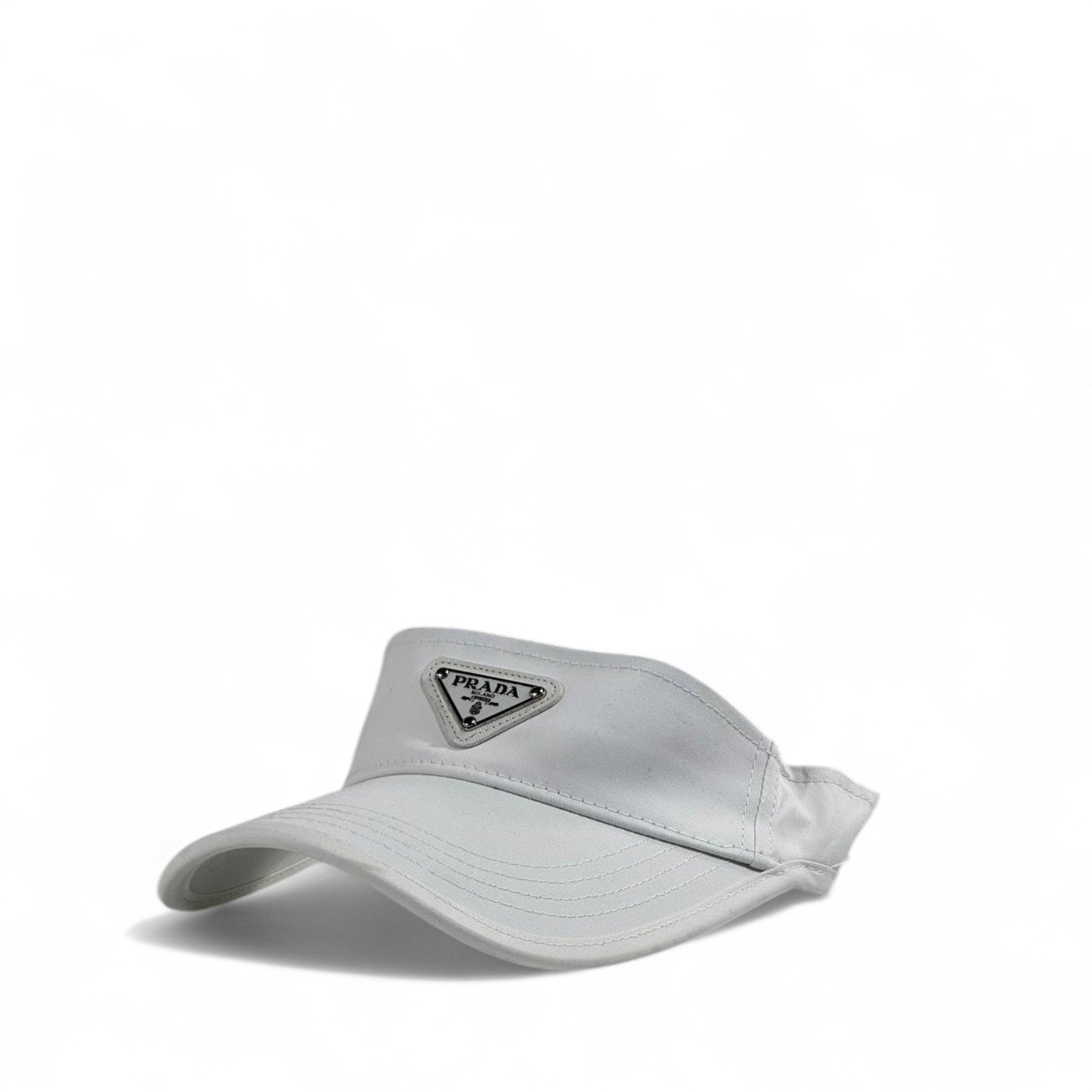 Prada White Nylon Logo Visor ⚪ | Unisex Luxury Designer Sun Cap
