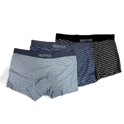 ⚡ Philipp Plein Men’s Striped Boxer Set (3 Pieces) | Luxury Comfort & Bold Style