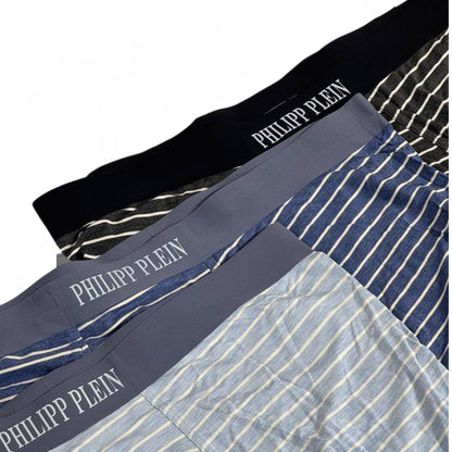 ⚡ Philipp Plein Men’s Striped Boxer Set (3 Pieces) | Luxury Comfort & Bold Style