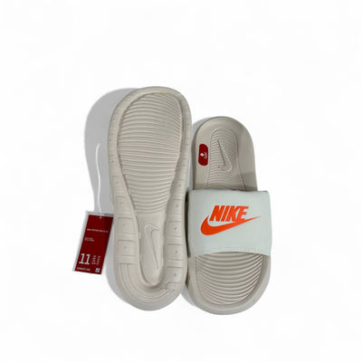 Nike Tech White & Orange Slides – Fresh Comfort & Sporty Style