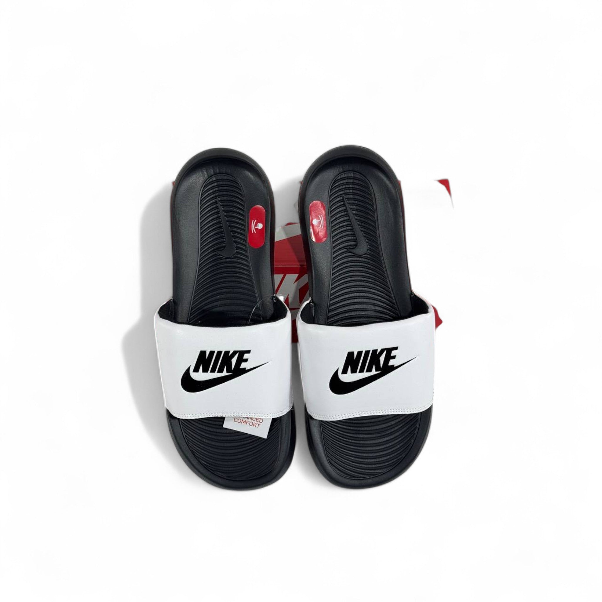 ⚫⚪ Nike Tech Black & White Slides | Classic Comfort & Sport Style