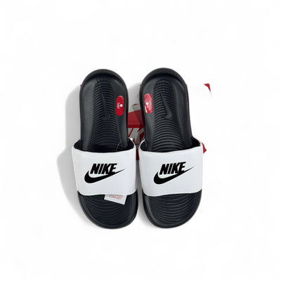 Nike Tech Black & White Slides – Classic Comfort & Sport Style