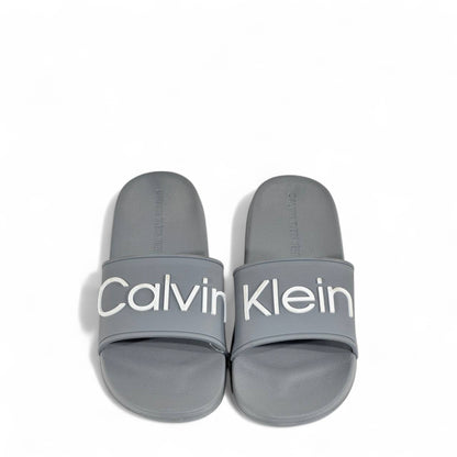 ⚪ Calvin Klein Grey Slides | Minimalist Comfort & Modern Style
