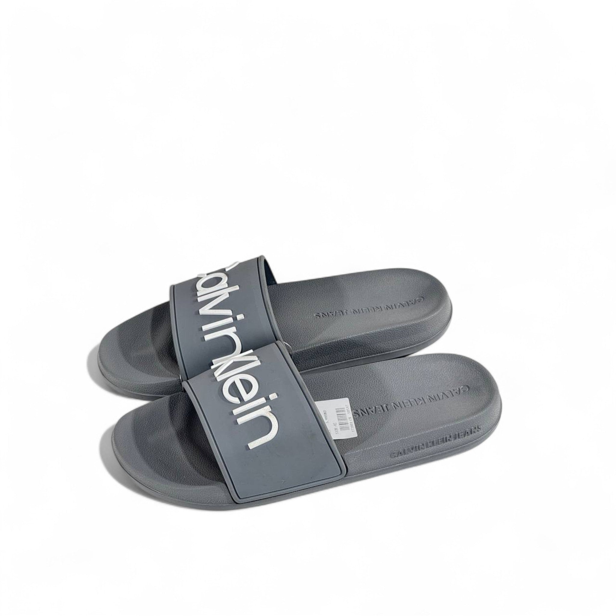 ⚪ Calvin Klein Grey Slides | Minimalist Comfort & Modern Style