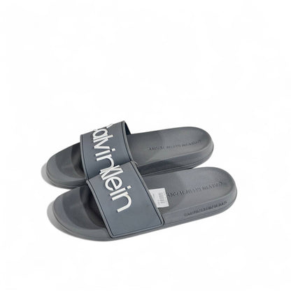 ⚪ Calvin Klein Grey Slides | Minimalist Comfort & Modern Style