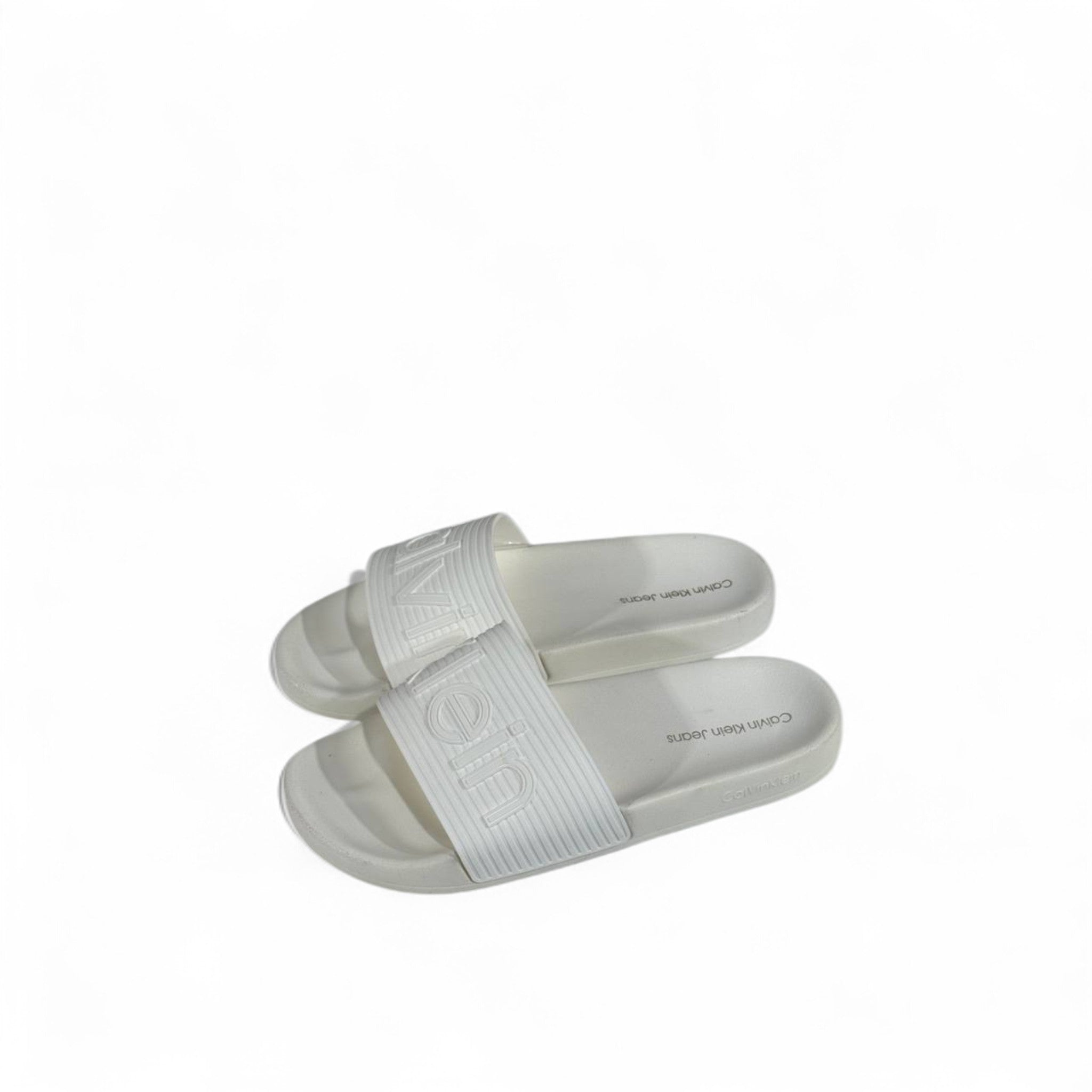🤍 Calvin Klein Jeans White Slides | Minimalist Comfort & Modern Style
