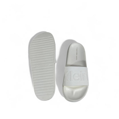 🤍 Calvin Klein Jeans White Slides | Minimalist Comfort & Modern Style