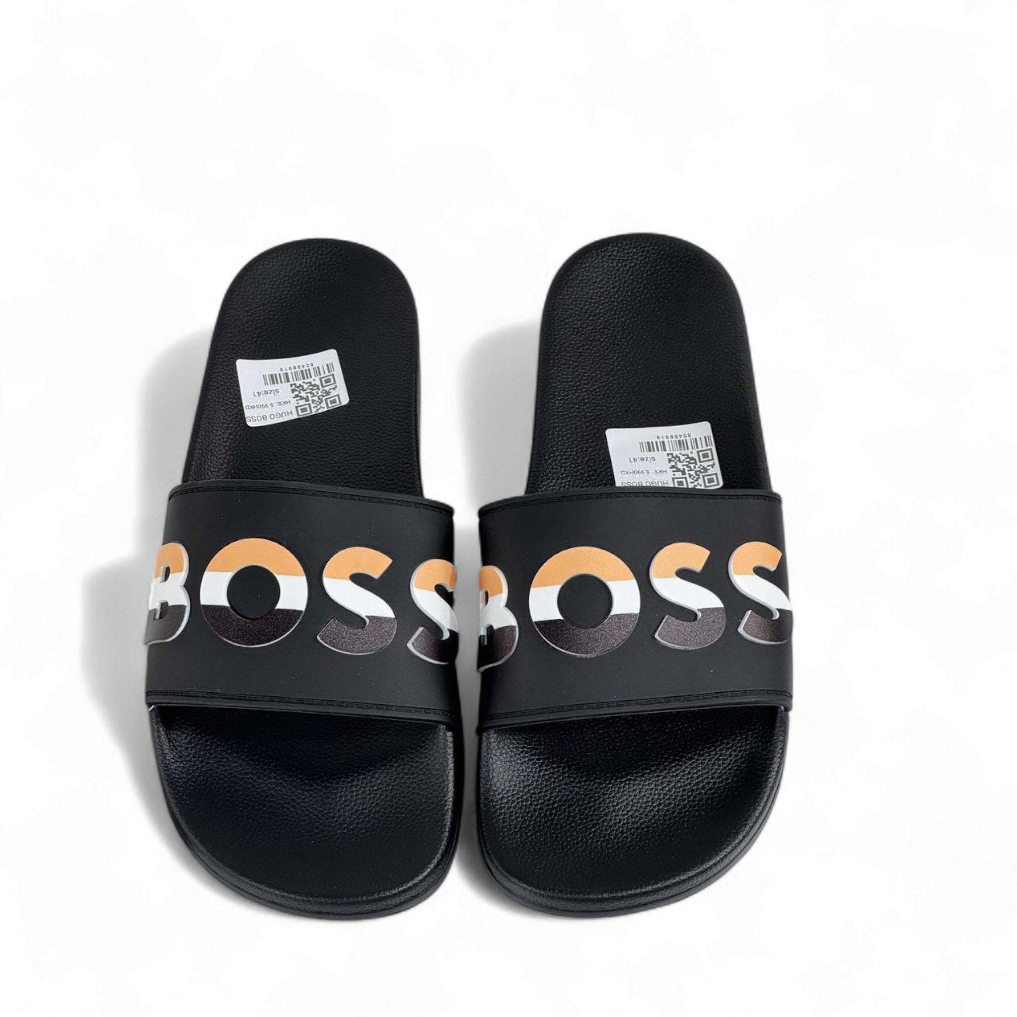 🖤 BOSS Black Slides | Multicolor Logo Comfort & Modern Luxury