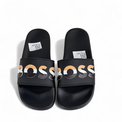 🖤 BOSS Black Slides | Multicolor Logo Comfort & Modern Luxury