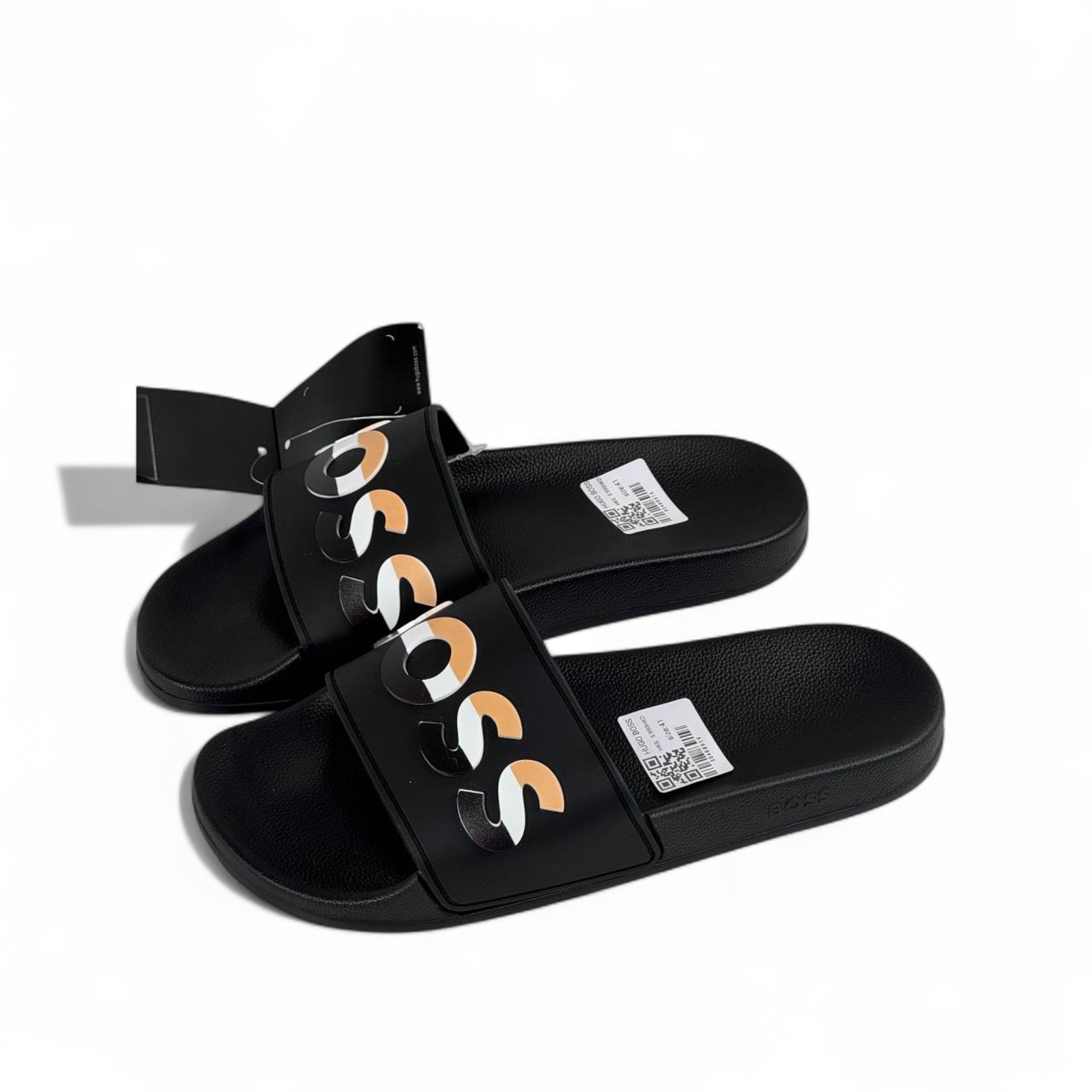 🖤 BOSS Black Slides | Multicolor Logo Comfort & Modern Luxury
