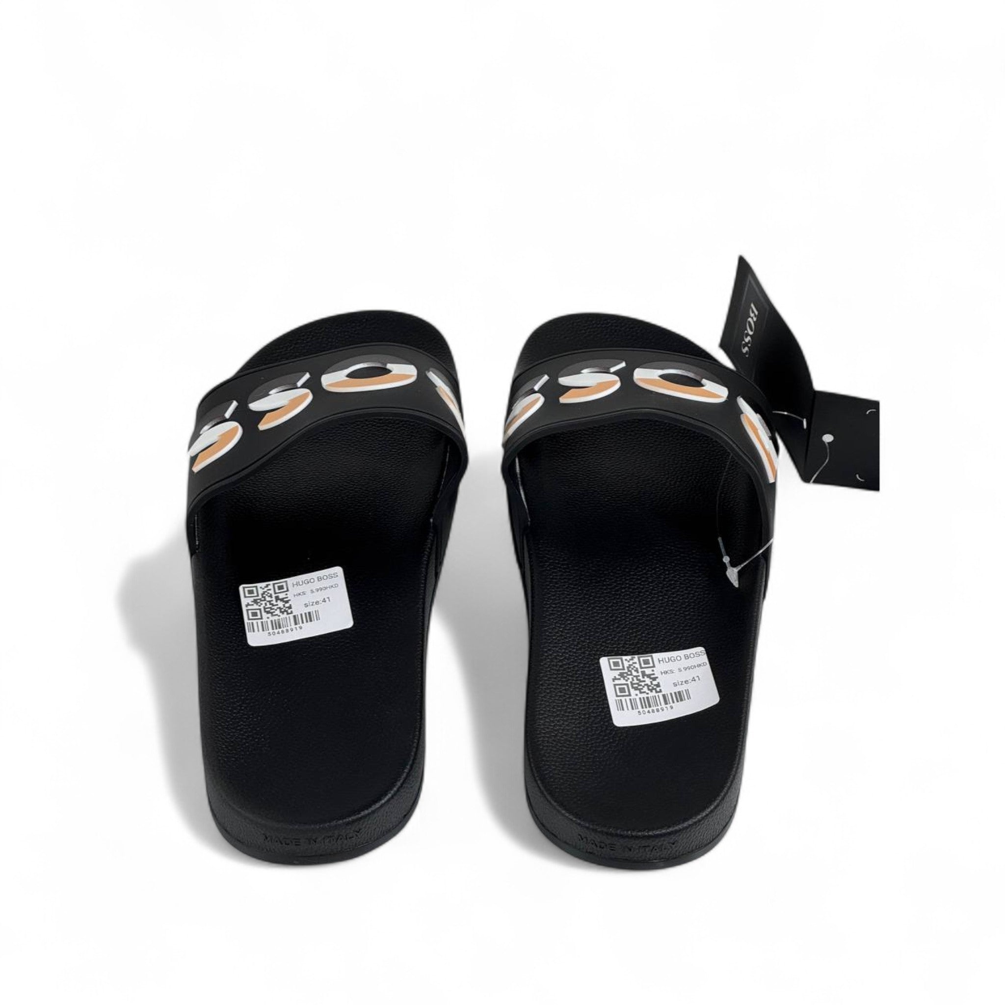 🖤 BOSS Black Slides | Multicolor Logo Comfort & Modern Luxury