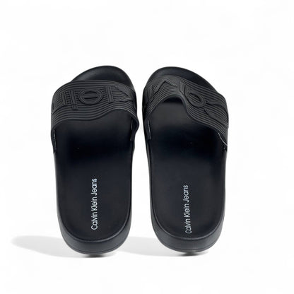 🖤 Calvin Klein Jeans Triple Black Slides | Minimalist Comfort & Modern Style