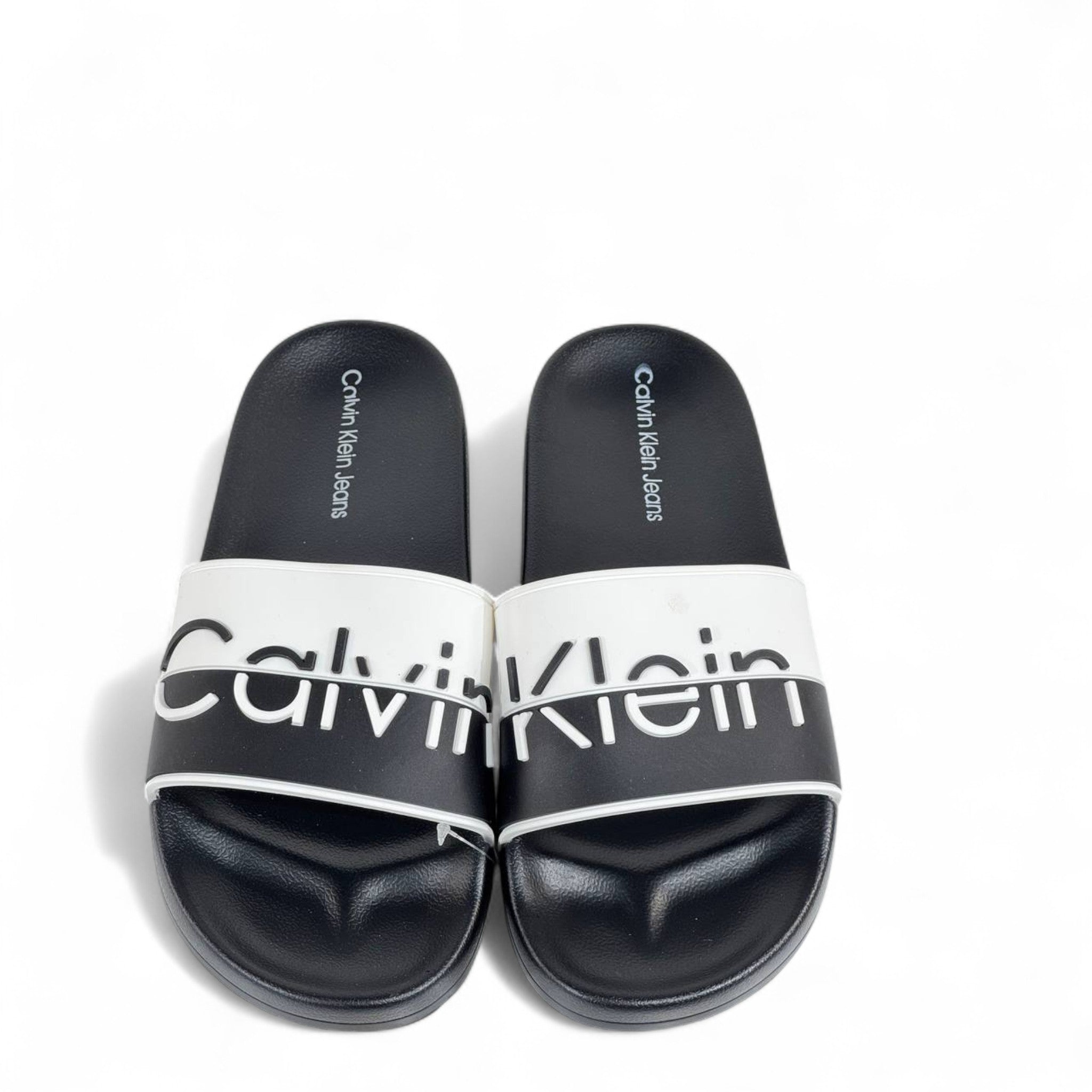 ⚫⚪ Calvin Klein Jeans Black & White Slides | Modern Comfort & Bold Style