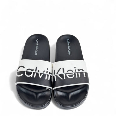 ⚫⚪ Calvin Klein Jeans Black & White Slides | Modern Comfort & Bold Style