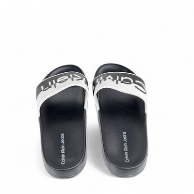 ⚫⚪ Calvin Klein Jeans Black & White Slides | Modern Comfort & Bold Style