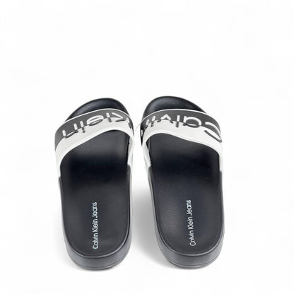 ⚫⚪ Calvin Klein Jeans Black & White Slides | Modern Comfort & Bold Style