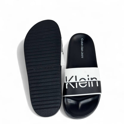 ⚫⚪ Calvin Klein Jeans Black & White Slides | Modern Comfort & Bold Style